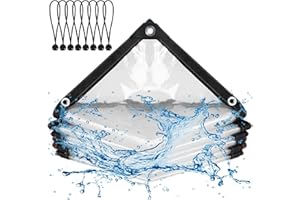 YUAENFI Abdeckplane mit Ösen Transparent 2x2m Plane Wasserdicht Abdeckplane mit Elastische Kugeln Gewebeplane Regenschutz Windschutz für Outdoor Camping Balkon Garten Gewächshaus