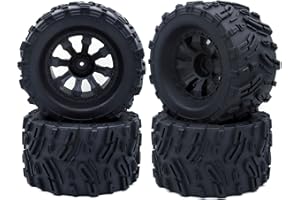 SURPASS HOBBY USA Surpass Hobby 4pcs Height 4.92" (125mm) RC Truck Wheels and Tires Set for 1/10 Monster Truck Wheels Tires for HPI/HSP/Savage XS TM Flux/ARRMA 1/10 Gorgon/KDM.Racing Successor/HNR H9801 Mars