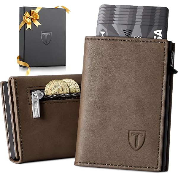 Portafoglio Uomo Slim In Pelle PU Con Clip Porta Banconote E Finestra ID - Ultra Sottile 11,5x8,2x1,5 Cm - Marrone - 2