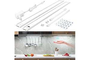 wobsion Led Sottopensile Cucina Con Luce Touchless,Striscia Led Dimmerabile,6000K Striscia Led Bianco Freddo,Luce Led Sottopensile 45CM×2PCS,Ultra Sottile Led Per Cucina Sottopensile,Armadio