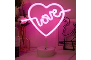 JEMESI Letrero de luz LED de neón con forma de arco de Cupido, luces nocturnas de neón rosas alimentadas por batería/USB con decoración de mesa base, el mejor regalo para cumpleaños, vacaciones, boda, fiesta