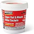 Pest-Stop Super Rat & Mouse Killer Sachets - Fast Acting Baits for Mouse Rat - Mice Killer - Rat Control for Home, Office, Garden, Industry - (6 x 25g), Red