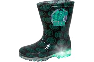 Marvel Incredible Hulk Light Up Boys Wellington Boots Kids Wellies with Lights Green Rain Snow Shoes Girls Wellingtons