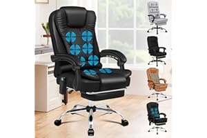 ALFORDSON Sedia da Ufficio Direzionale, Sedia da Ufficio Massaggiante con Schienale a Leva, Sedia da Scrivania Ergonomic, Poltrona, Sedia Girevole, Pelle Sintetica, Nero