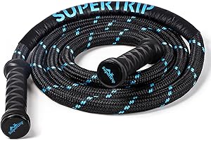 Supertrip Upgraded Weighted Skipping Rope for Fitness Men Women Second Generation 360 Rotating Handles, 3.21LBS 3.38LBS 3.41LBS Polyester Heavy Skipping Rope for Exercise Workout Equipment