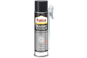 Pattex Classic PU-Montageschaum, Bauschaum für fast alle Bauuntergründe, starke Haftung, zum füllen und dämmen, 1x500ml