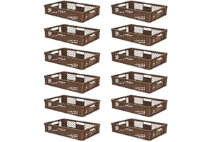 BRB 12x Eurobehälter/Stapelkorb durchbrochen, PE-HD, Industriequalität, lebensmittelecht, LxBxH 600x400x150 mm, braun