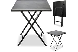 ‎BRUBAKER BRUBAKER Stół ogrodowy Bergamo – 58 x 58 cm, odporny na warunki atmosferyczne, metalowy stolik pomocniczy, składany, prostokątny stół kempingowy o wyglądzie kamienia, składany stół na balkon, taras –