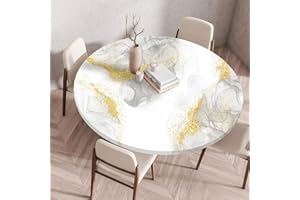 Xisnuient Nappe Ronde Extérieure avec Bords Élastiques Essuyer Propre Ronde Marbre Nappe Petite Imperméable Polyester Table Basse Couvre-Table pour Repas Bistro Jardin (60cm,Colour 4)
