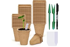 TZPAUG Pots Biodégradables, Lot de 100 Pots de semis en Fibre biodégradable de 8 cm avec 100 étiquettes de Plantes, Godets Semis Plantes Biodégradables, Fleurs, Pots de semences pour Germination du Jardin
