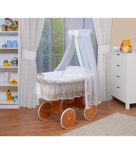 Culla Con Cappotta Waldin XXL Con Ruote - 18 Varianti Colorate | Tessuto Rosa A Quadri - Foto 11