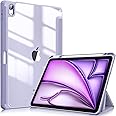 FINTIE Hybrid Case for iPad Air 11 inch (2024) M2, iPad Air 5th / 4th Generation (2022-2020), Shockproof Slim Clear Back Cover with Pencil Holder, Auto Wake/Sleep, Lilac Purple