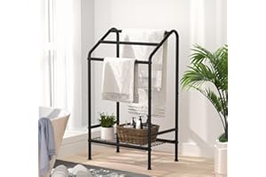 Pickpiff Soporte de toallero de 3 Niveles con Plataforma de Almacenamiento, Estante de Secado de Toallas de Metal Independiente, Soporte para toallitas, Organizador de Almacenamiento de baño