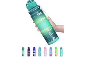 Coolfel Borraccia 1 litro/500ml, Bottiglia d'acqua Motivazionale con Segni di Tempo, Borraccia Palestra A Prova di Perdita senza BPA Plastica per Bambini, Scuola, Ciclismo Sportiva, Sport