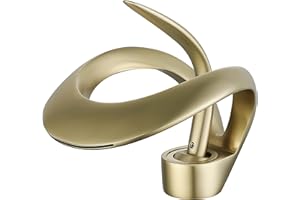 SJQKA Rubinetto Bagno Lavabo Cascata, Bagno Cascata Rubinetto Lavabo E Fredda E Calda Regolabile Miscelatore Da Lavandino,Rubinetto Da Bagno Per Lavandino A Cascata (Oro)