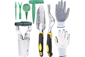 Tanstic 9Pcs Bulb Planter Set Includes Bulb Planter, Depth Markers, Garden Transplant Trowel, Hand Weedr Tool and a Pair Gardening Gloves for Tulips, Daffodils, Dahlias