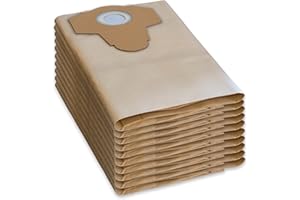 Parkside Lidl Lot de 10 sacs d'aspirateur d'origine pour aspirateur eau et poussière PWD 25, 30, PNTS 23, 30, 1400, 1500 A1, A2, B1, C1, D1, B2, B3, E2, C4, D5, F2, H4, Marron
