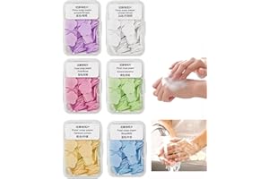 FUGLUS 6 pcs Papel Jabonoso Hojas de Jabón Jabón de Papel con Caja de Plástico Jabón de Papel Portátil Hojas De Jabon De Papel Jabon para Exteriores, Camping, Senderismo, Viajes, 600 hojas
