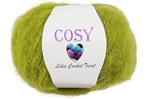 LIDIA CROCHET TRICOT Cosy: Hilo de lana mezcla (mohair y acrílico) suave y aireado, hilo de tejer, hilo de ganchillo (50 gr/110 m/ovillo) (empresa española/envío desde España) (06)