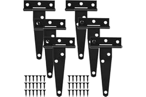 Chstarina 6Pcs 4 Zoll 100mm T-Scharnier Schwerlast Dreieck Scharniere Türscharniere Verzinkt Schmiedeeisenwaren Kreuzgehänge Baubeschlag Gartentorband zum Gartentüren Schuppentür Scheunentore Schwarz