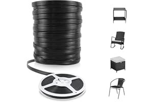 LukLoy 18m Plastic Woven Rattan Repair Material Rattan Weaving Wicker Repair Material for Knit and Repair Rattan Chair Table Basket(Stripe Black)