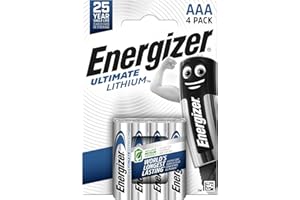 Energizer Ultimate Lithium Batterie AAA (4 Stück) - Die langlebigste AAA Batterien der Welt - 100% auslaufsichere Konstruktion - 100% plastikfreie Verpackung - 25 Jahre lagerfähig