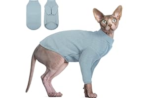 DENTRUN Sphynx Cat Outfit Kitten Jumper Breathable Cat Onesie Turtleneck Sweater Adorable Clothing Vest Pajamas Jumpsuit