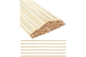 HUVZOR 50 piezas Listones de Madera Maderas para Bricolaje Ø 3 mm Largo 30 cm Redonda Palos de Madera para Decoraciones Bricolaje Modelismo Arte Escultura y Artesanía
