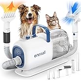 oneisall Secador e máquina de cortar a vácuo para cabeleireiro canino, 15000 Pa, kit de higiene para cães para aparar e secar