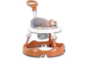 Twinky® Trotteur avec ensemble de jeu et tapis de sol - Aide à la marche robuste avec 4 positions réglables - Idéal comme aide à la marche pour les premiers pas de votre enfant - Brun