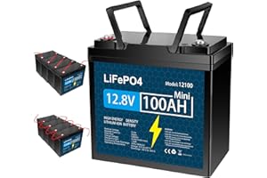 REACELL 100Ah 12.8V LiFePO4 Battery with 100A BMS, 1280Wh Output Power, Up to 15000+ Deep Cycles Rechargeable Lithium Battery 14Lbs, for Solar,RV,Trolling Motor,Fish Finder,Power Wheels,Alarm System