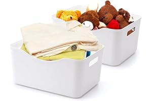 BigTron Storage Bin with Handle-Home Organizers Basket for Kitchen Pantry, Bathroom Vanity, Laundry, Health, Refrigerator and Beauty Product, Under Cabinet Caddy (Large - 2 Pack, White)