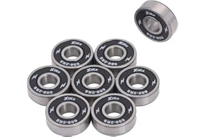 XiKe 608-2RS/608RS Rodamientos de Bolas 8x22x7mm, Acero Cromado y Juntas Dobles de Goma, Rodamientos de Bolas para Monopatines, Patines en Línea, Patín, Scooters, etc. (Negro, 8 uds.)