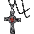 FaithHeart Knight Templar Necklace, Men's Medieval Jewellery Knights Templar Cross Pendant Necklaces Stainless Steel/Gold/Black, Talisman Amulet Gifts for Man Dad
