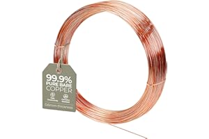 THE BEAD SHOP Fil de cuivre nu pour loisirs créatifs – 0,6 mm Calibre 22 10 m Fil de cuivre pour sculpture, artisanat, fabrication de bijoux, tissage et emballage, fil de cuivre d'électrolyture, fil de cuivre pur à