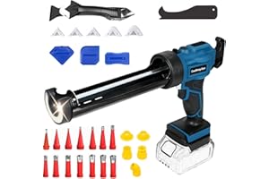 VAPOURD Akku Kartuschenpresse Kompatibel für Makita Akku Silikonpistole 18V mit LED Licht 4 Geschwindigkeiten einstellbar, Kartuschenpistole für Abdichten, Spachteln (Blau + Gummidüse Werkzeug Kit)