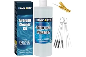 HOMY ARTY Nettoyant pour aérographe - 585 ml avec brosses de nettoyage et nettoyeur de buse, pour peinture acrylique à base d'eau, aérographes, pinceaux artistiques et fournitures de modélisme