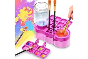 TUHNHGD Brush Rinser, Paint Brush Cleaner Art Supplies, Water Cycle Rinser, Multifunctional Paint Brush Cleaner for Acrylic and Water-Based Paint Cleaning Tools (Purple transparent)