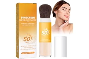 PLUVYZE Polvo de protección solar mineral SPF 50, con cepillo, resistente al agua y control de aceite, acabado mate natural (8 g)