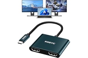 KOZYC USB C to Dual HDMI Adapter 4K@60hz, Type C to HDMI Splitter Extended Display for MacBook/MacBook Pro Air Dell XPS13/15, Samsung Galaxy S9 [MST Mode (Extended displays) Only for Win OS], Green