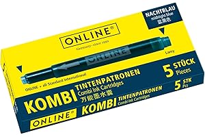ONLINE 5x Recharges d'encre pour stylos-plumes I compatible avec LAMY, Pelikan, Schneider etc I encre bleu nuit I cartouches d'encre universelles pour stylos-plumes I résistants au gel, non effaçables