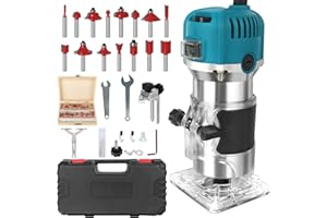 FAAZY Défonceuse à bois électrique - Fraiseuse manuelle à bois avec mallette - 12 accessoires 800 W 330000 tr/min 6,35 mm - Routeur de bois - Fraise à palmier manuelle pour le travail du bois