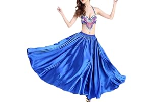 Baisdan Falda de satén para Danza del Vientre, Disfraz de Festival, Falda Larga