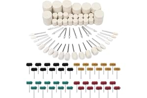 BATEYA 140 Stück Polierscheiben, Filzwolle Polierscheibe, Montierter Dorn Polierset, 25mm Polierscheiben mit Dremel, Dremel Schleifaufsätzen für Schleifkopf zum Polieren und Schleifen Metall Holz Radnabe