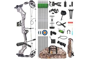 SHARROW Archery Compound Bow Kit 30-70lbs Adjustable Hunting Bow Adult Right Hand Compound Bow and Arrow Set IBO 320fps for Outdoor Shooting