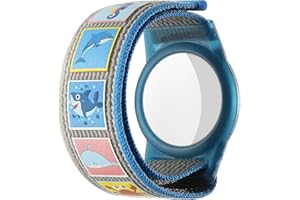Dingfeiyu Pulsera Airtag para Niño - Correa de Protección de Nylon y Silicona, Localizador GPS Anti-arañazos (Azul)