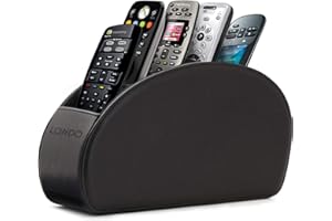 Londo Range Télécommandes à 5 Compartiments - DVD, Blu-Ray, TV, Chaîne Hi-Fi, Roku ou Apple TV - Cuir avec Doublure Suédée - Faible Encombrement pour Séjour ou Chambre