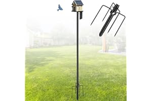 Harrms Vogelhausständer Metall, Vogelnesthalter Vogelhaus-Stange Verstellbar 184cm, Gestell für Vogelfutterhaus für Garten, Balkon, Outdoor, Hof, Schwarz