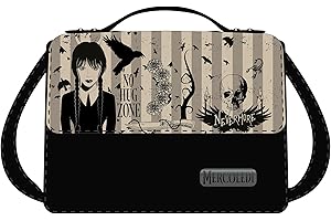 SJ SEVEN Seven, Borsa a Mano mercoledì Addams-Stile e Funzionalità Bambine e ragazze, Nero