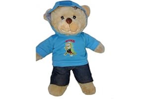 SPLODGE TEDDY PARTIES Traje de oso de peluche con capucha y jeans de dinosaurio de 20 cm, oso no incluido